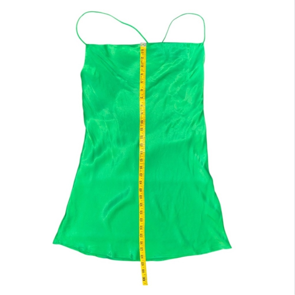 Zara Green Slip Mini Dress With Cross Back - Picture 8 of 12
